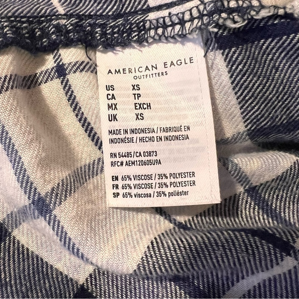 Women's American Eagle Plaid Shirt Dress, Navy Blue & Cream, XSโโโโ - Picture 3 of 6
